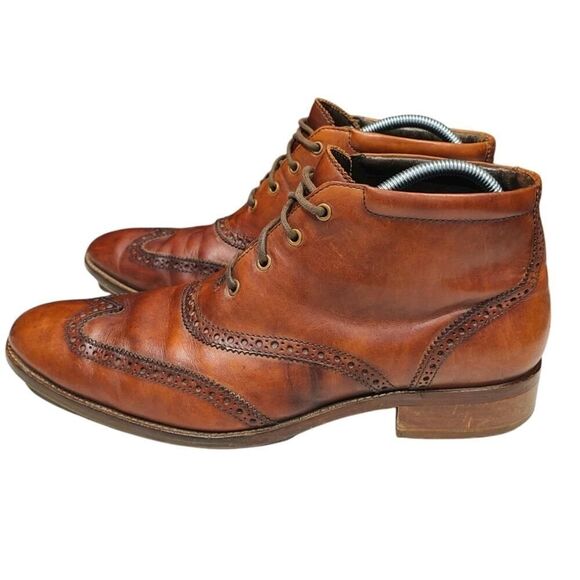 Cole Haan Mens Ankle Boots Liam Chukka Wingtip Leather Brown